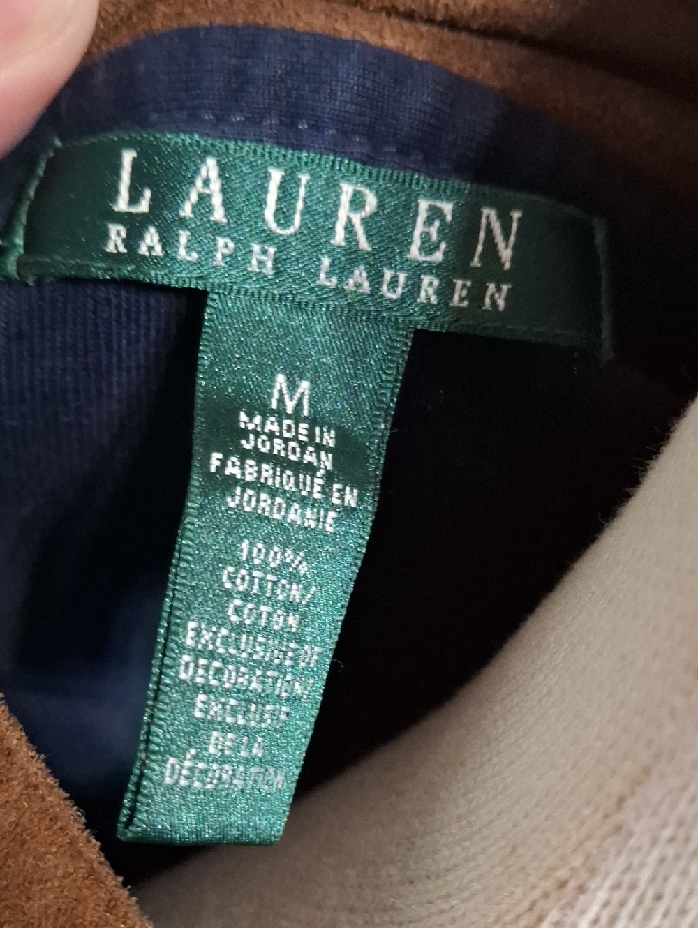 Ralph Lauren/ Navy Top with Brown Trim- W Sz Medium - Picture 6 of 6